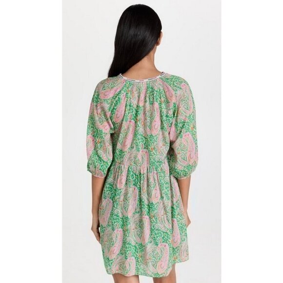 💕BA&SH💕 Odeon Robe Dress ~ Vert Green Paisley Print Large - Picture 8 of 16